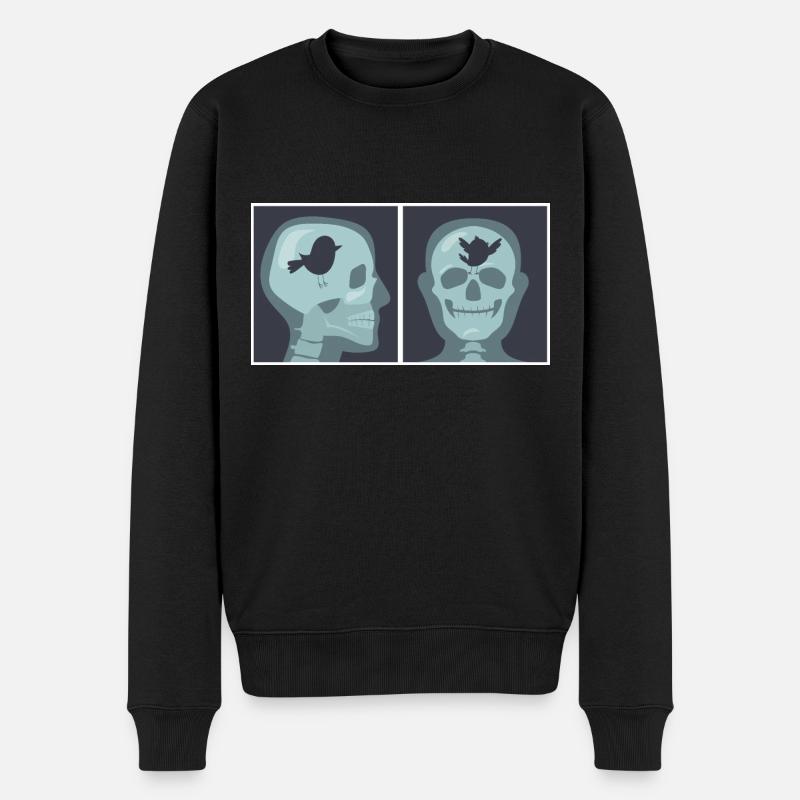Lustiges X-Ray Röntgen Motiv - Vogel im Kopf - Männer Premium Bio Pullover - Schwarz
