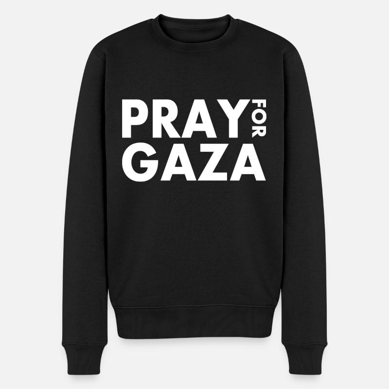 Pray for gaza - Männer Premium Bio Pullover - Schwarz