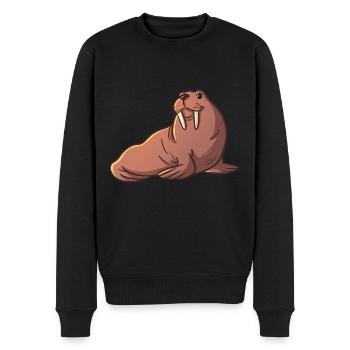 Cute walrus children gifts Arctic animals - Men's Premium Organic Jumper - black - Front - Nico (187cm)
