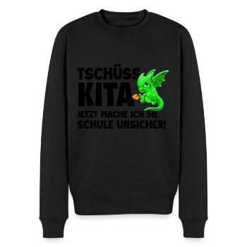 Schulanfang - Männer Premium Bio Pullover - Schwarz - Vorne - Nico (187cm)