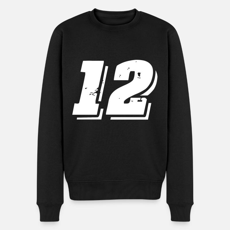 12 Zahl Symbol - Männer Premium Bio Pullover - Schwarz