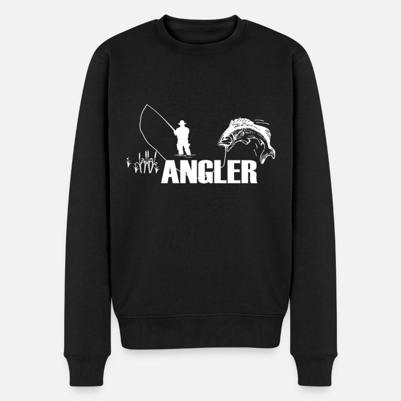 Angeln - Männer Premium Bio Pullover - Schwarz