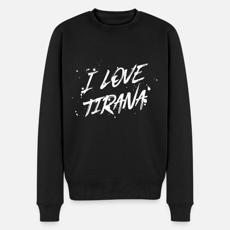 I Love Tirana - Männer Premium Bio Pullover - Schwarz