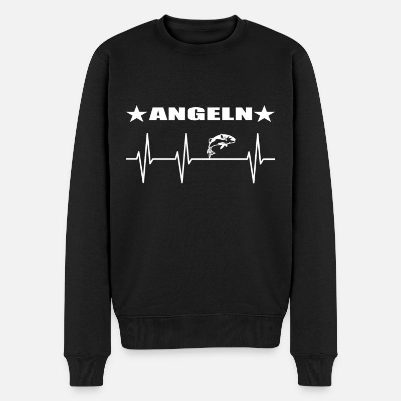 Angeln - Männer Premium Bio Pullover - Schwarz