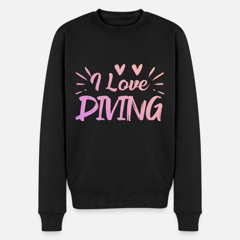 Ich liebe Tauchen - Männer Premium Bio Pullover - Schwarz
