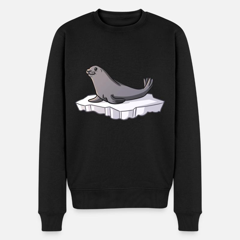 Des enfants phoques mignons offrent des animaux de l'Arctique - Pull Premium bio Homme - noir