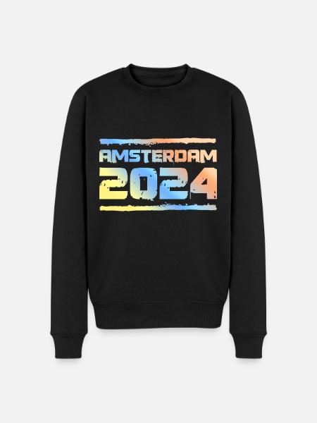 Amsterdam 2024 Bunt - Männer Premium Bio Pullover - Schwarz