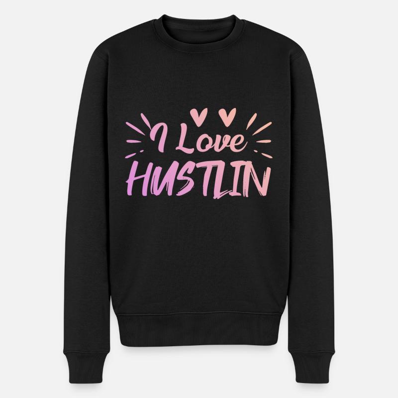Ich liebe Hustlin - Männer Premium Bio Pullover - Schwarz