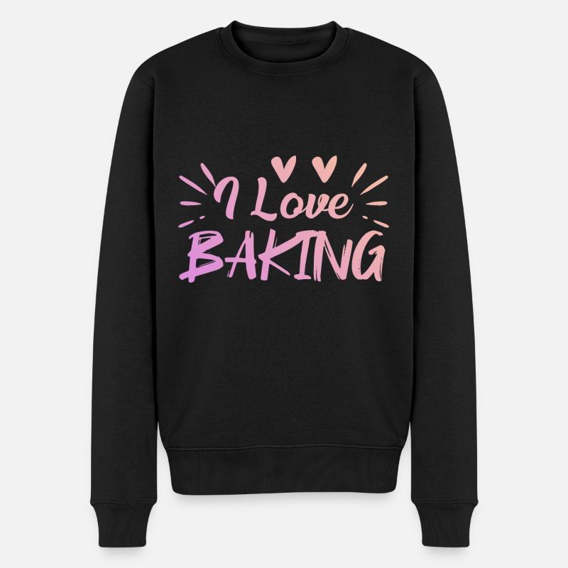 Ich liebe Backen - Männer Premium Bio Pullover - Schwarz
