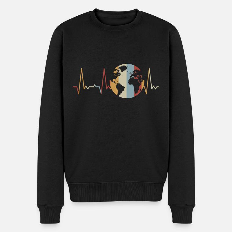 Globe Heartbeat Terre - Pull Premium bio Homme - noir