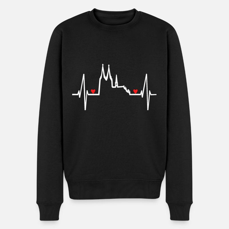 Köln Herzschlag Rot Weiß Kölner Dom Kölsch Kölner - Männer Premium Bio Pullover - Schwarz
