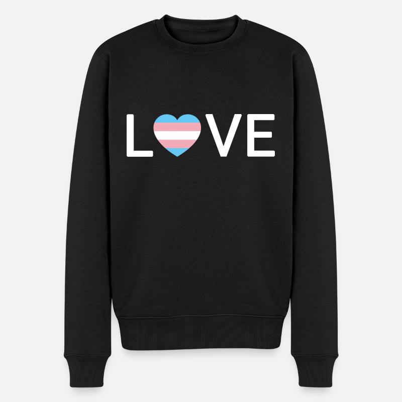 LOVE | Trans Transgender Pride | weiße Schrift - Männer Premium Bio Pullover - Schwarz