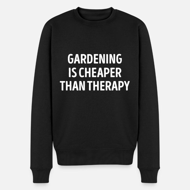 Gartenarbeit ist billiger als Therapie - Männer Premium Bio Pullover - Schwarz