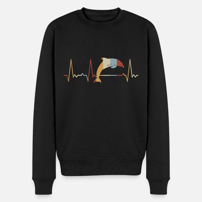 Herzschlag Delfin - Männer Premium Bio Pullover - Schwarz