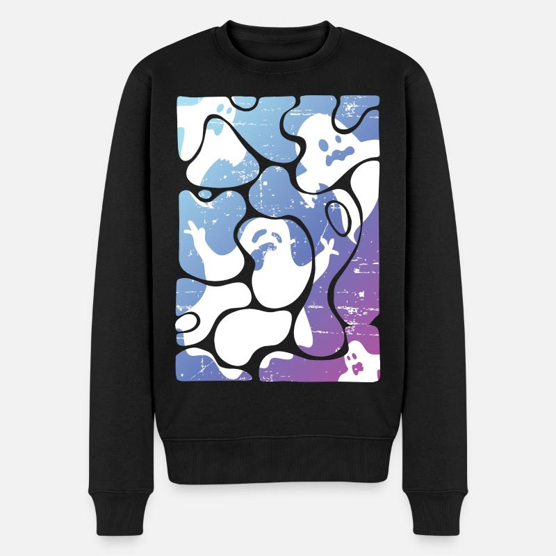 Halloween Geister - Männer Premium Bio Pullover - Schwarz
