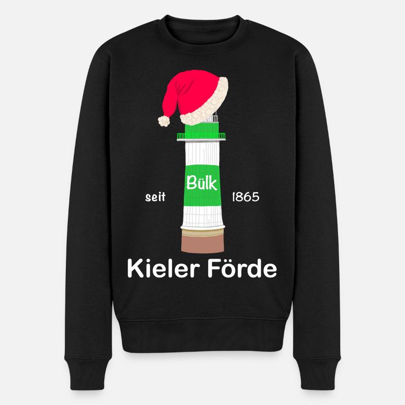 Weihnachten, Leuchtturm Bülk, Kieler Förde, Ostsee - Männer Premium Bio Pullover - Schwarz