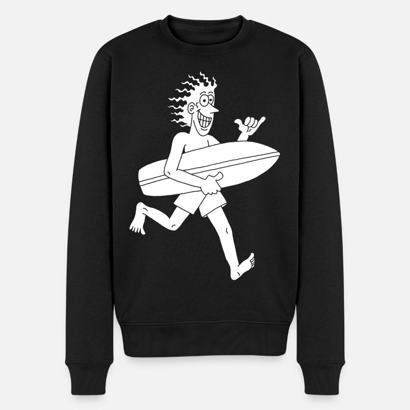 Ungeduldiger Surfer (weiß) - Männer Premium Bio Pullover - Schwarz