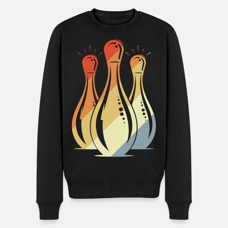 Bowling Grafik Retro Look - Männer Premium Bio Pullover - Schwarz