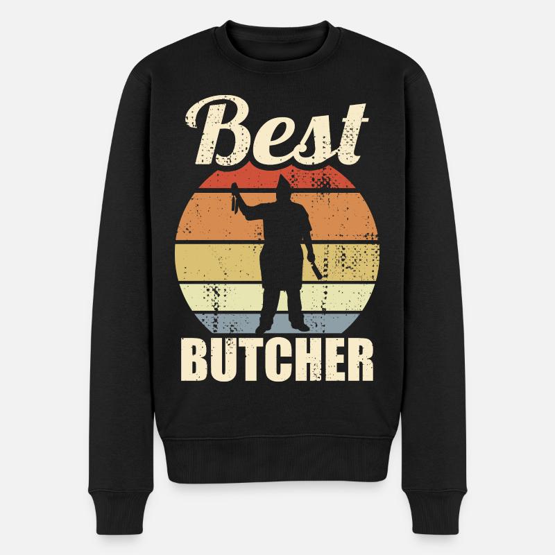 Lustiger Metzger - Männer Premium Bio Pullover - Schwarz