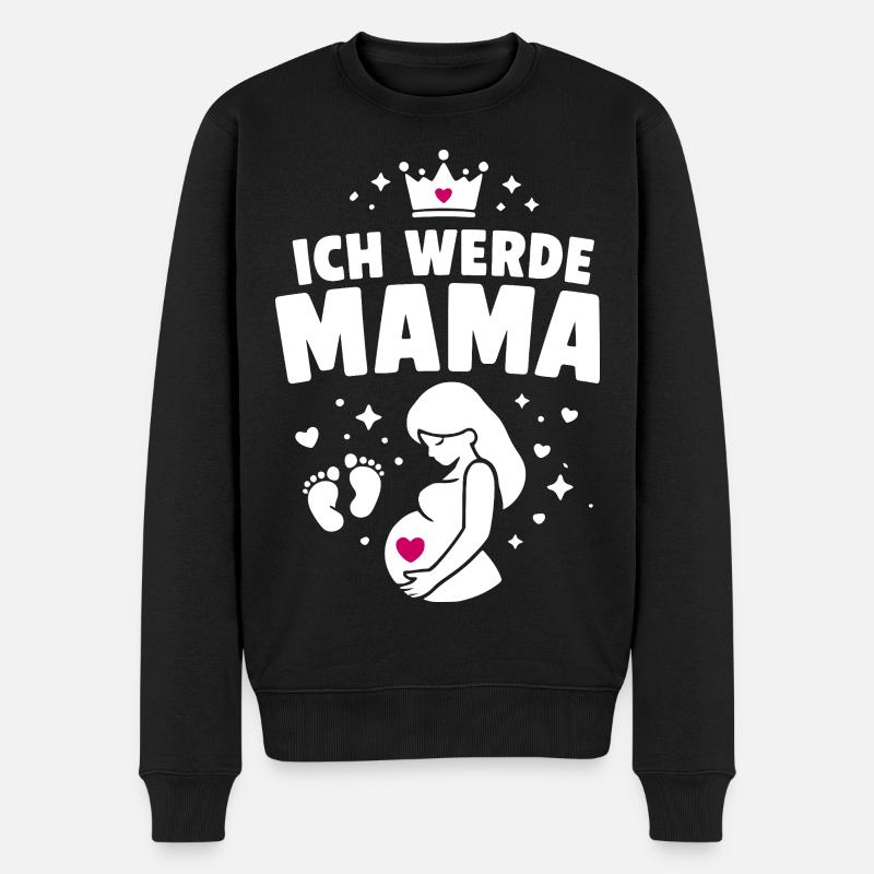 Ich werde Mama - Mutterschaft - Männer Premium Bio Pullover - Schwarz
