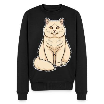 British Shorthair Cat Cream Portrait Round Soft - Men's Premium Organic Jumper - black - Front - Nico (187cm)