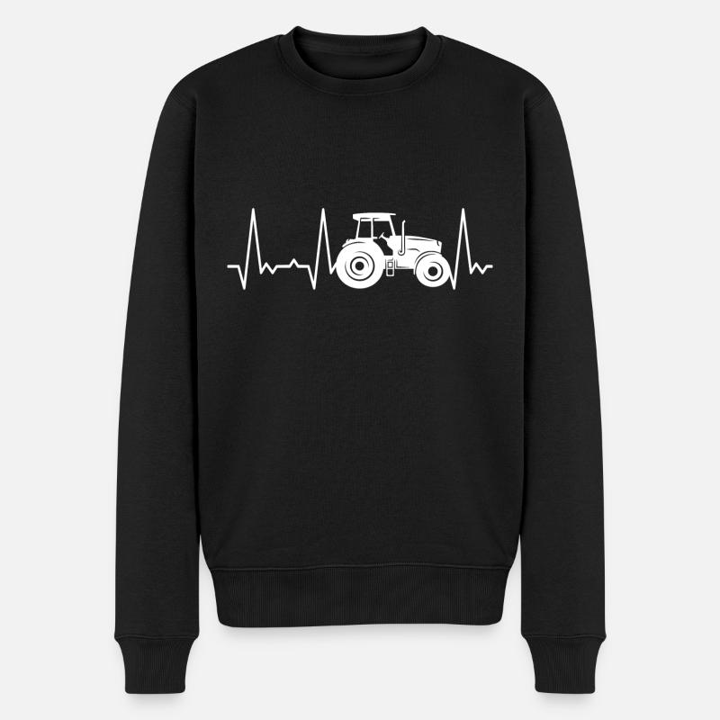 Herzschlag Traktor - Männer Premium Bio Pullover - Schwarz