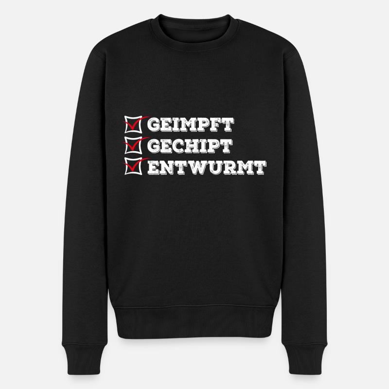 Geimpft Gechipt Entwurmt Impfen - Männer Premium Bio Pullover - Schwarz