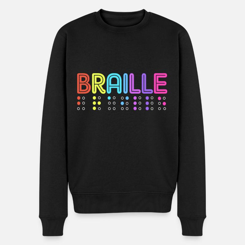 Blindenschrift Braille Blind - Männer Premium Bio Pullover - Schwarz