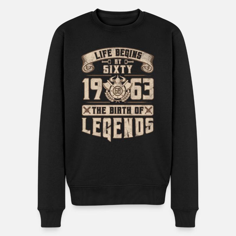 Né en 1963 Cadeau d’anniversaire 60 ans Rétro - Pull Premium bio Homme - noir