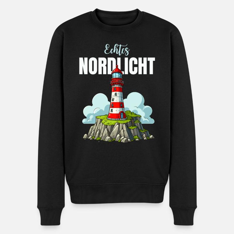 Hamburg Nordlicht Leuchtturm Küste Nordsee Meer - Männer Premium Bio Pullover - Schwarz