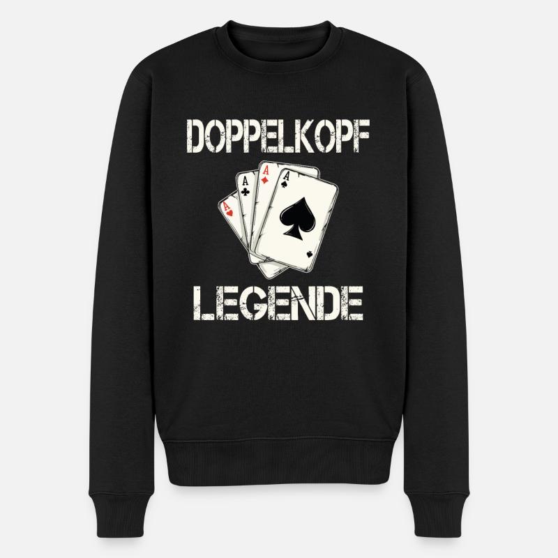Doppelkopf Kartenspieler - Männer Premium Bio Pullover - Schwarz