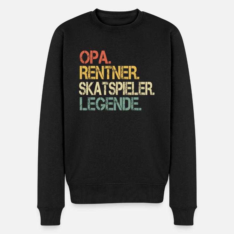 Skatspieler Opa Skat - Männer Premium Bio Pullover - Schwarz