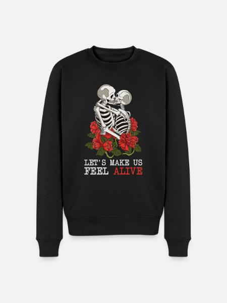 De Liefde van de Dag van de Valentijnskaart van het Paar - Mannen Premium Bio sweater - zwart