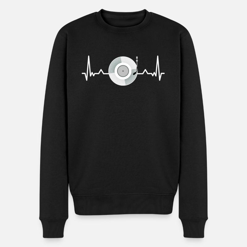 Plattensammer Vinyl Schallplatten Herzschlag - Männer Premium Bio Pullover - Schwarz