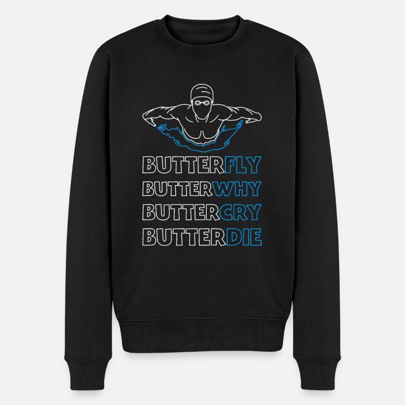 Schmetterling Schwimmer Schwimmen Sport - Männer Premium Bio Pullover - Schwarz