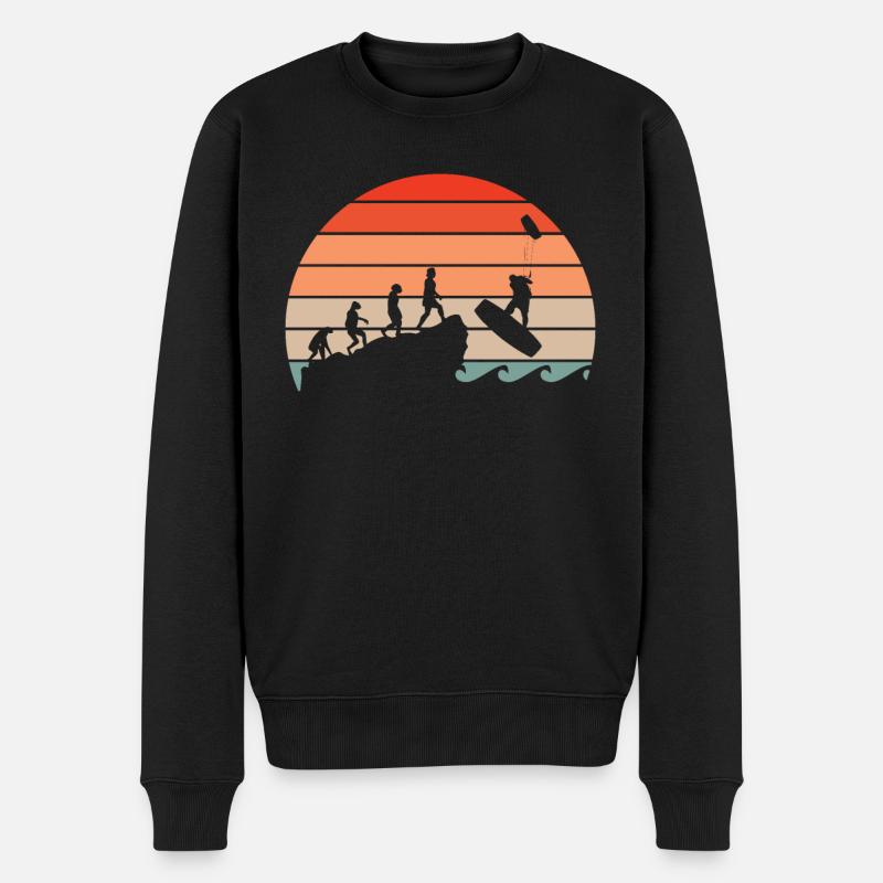 Kitesurfer Evolution Kite Kiteboarding Surfer - Männer Premium Bio Pullover - Schwarz