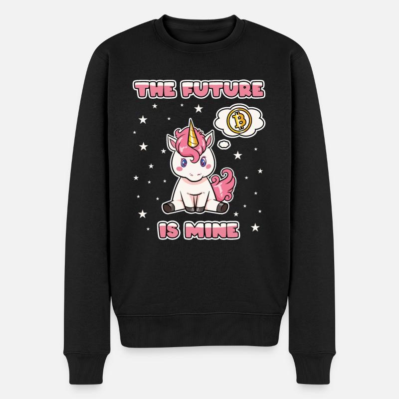 Einhorn Bitcoin Finanzen Krypto BTC Baby Lustig - Männer Premium Bio Pullover - Schwarz