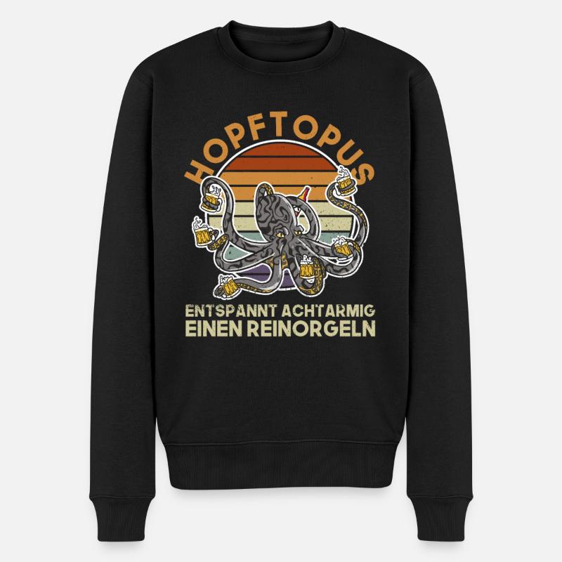 Hopftopus - Entspannt Achtarmig Einen Reinorgeln - Männer Premium Bio Pullover - Schwarz