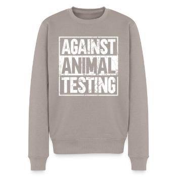 Gegen Tierversuche - Tierrechtsaktivist Tierheim - Männer Premium Bio Pullover - Taupe - Vorne - Nico (187cm)