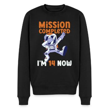 14. Geburtstag Astronaut 14 Jahre - Männer Premium Bio Pullover - Schwarz - Vorne - Nico (187cm)