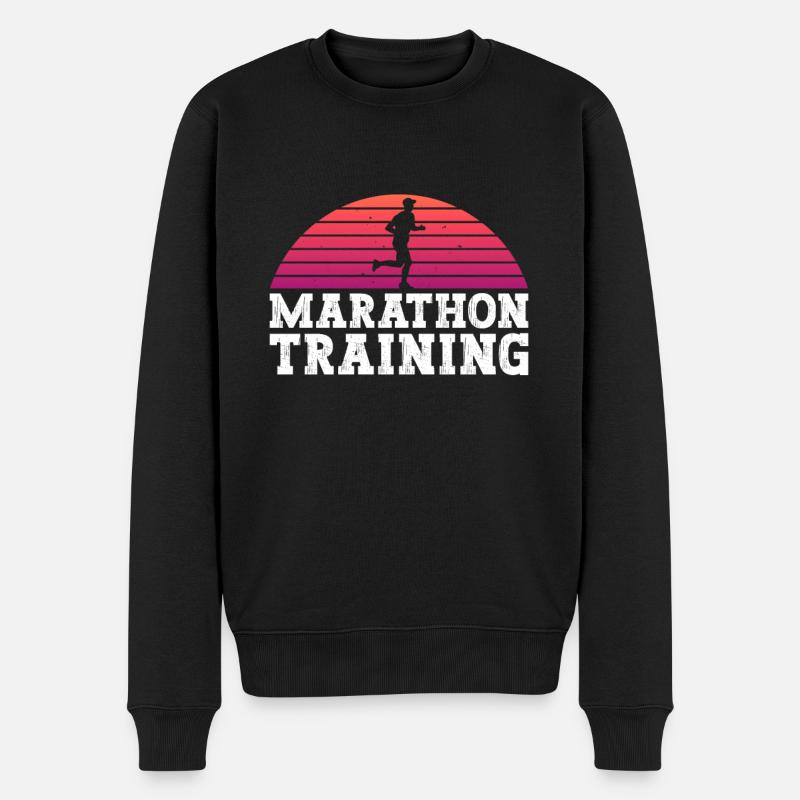 Marathon-Training - Marathonläufer Marathoner - Männer Premium Bio Pullover - Schwarz