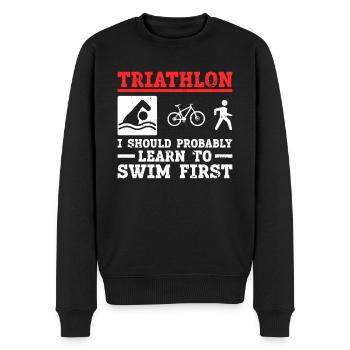 Triathlon Training Schwimmen Triathlet Lustig - Männer Premium Bio Pullover - Schwarz - Vorne - Nico (187cm)