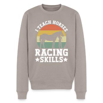 Pferdetrainer Reiten Pferd Reitlehrer - Männer Premium Bio Pullover - Taupe - Vorne - Nico (187cm)