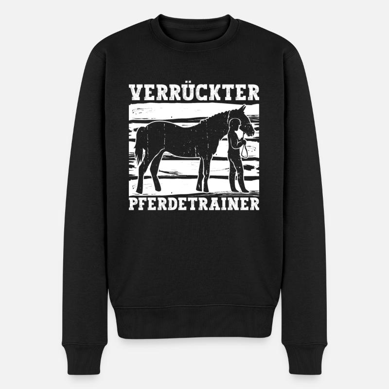 Verrückter Pferdetrainer - Pferdetrainer - Männer Premium Bio Pullover - Schwarz