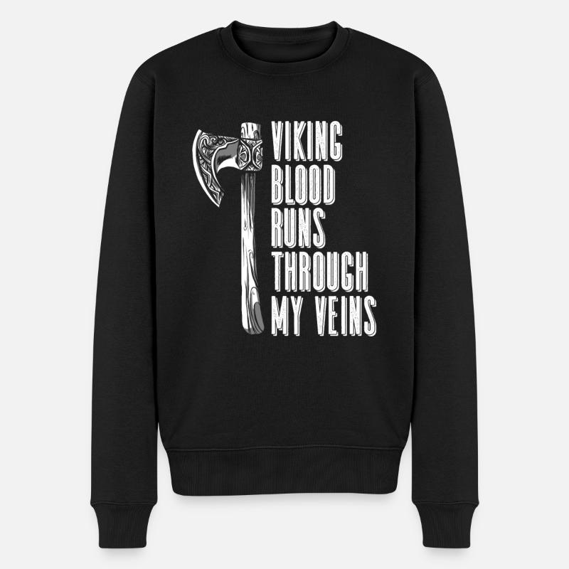 Nordische Mythologie Odin Wikinger Nordisch Gott - Männer Premium Bio Pullover - Schwarz
