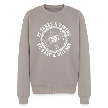 Norse Mythology Odin Viking Nordic God - Men's Premium Organic Jumper - taupe - Front - Nico (187cm)