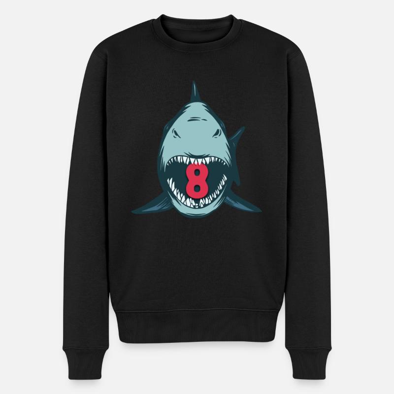 Megalodon Hai 8ème anniversaire 8 ans Megalodon - Pull Premium bio Homme - noir