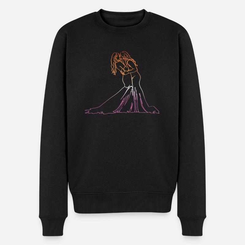 Zwei Bräute Oneline Art - Lesbische Hochzeit - Männer Premium Bio Pullover - Schwarz