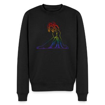 Zwei Bräute Oneline Art - Lesbische Hochzeit - Männer Premium Bio Pullover - Schwarz - Vorne - Nico (187cm)