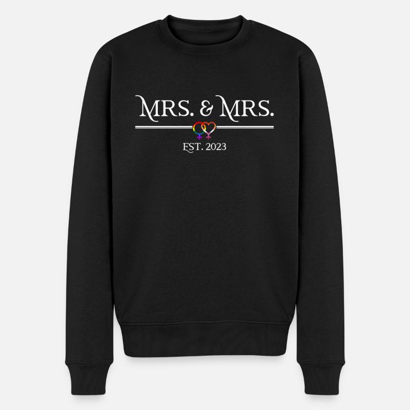 Mrs. & Mrs. Est. 2023 - Lesbische Hochzeit - Männer Premium Bio Pullover - Schwarz